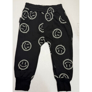 Dot Australia Smiley Face Joggers Pants Size 2T Sweatpants Comfy Black Sliver